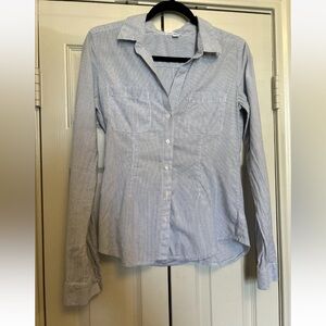 Excellent - James Perse Blue Pinstripe Button Down Top - Size 2/M - Org $185